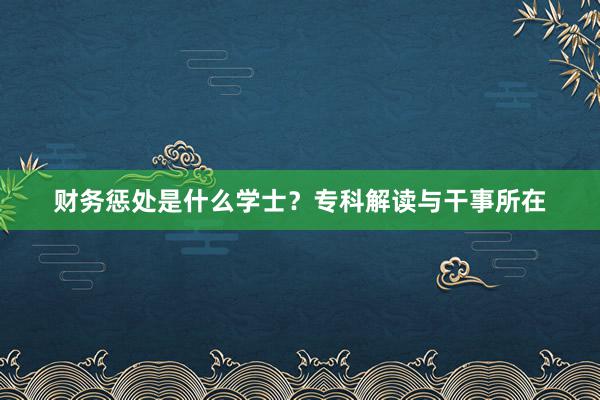 财务惩处是什么学士？专科解读与干事所在